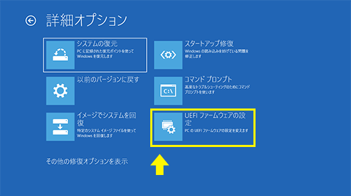 Windows 詳細オプション画面